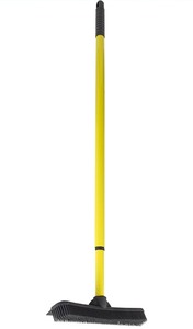 lot 15252 image: FURemover Pet Hair Remover Carpet Rake - Rubber Broom for Pet Hair Removal Tool with Squeegee & Telescoping Handle Extends from 3-5 Black & Yellow