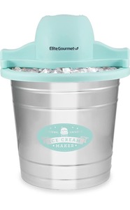 lot 15270 image: Elite Gourmet EIM-308L 4 Qt. Electric Motorized Maker Ice & Rock Salt, 4Qt. Freezing Canister, Creamy Ice Cream, Gelato, Frozen Yogurt, or Sorbet, Recipe Booklet, 4 Quart, Mint