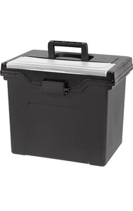 lot 15272 image: IRIS USA Portable LetterLegal File Tote Box, BPA-Free Plastic Storage Bin with Organizer-Lid, Durable, Secure Lid and Handle, Black