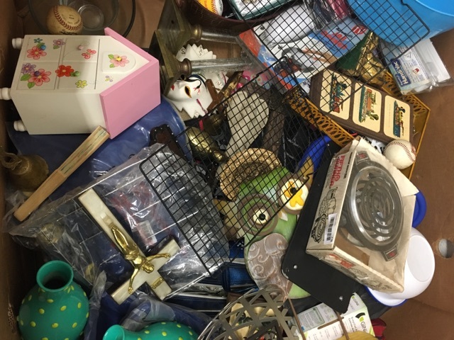 lot 4810 image: Gaylord with Large Quantity of Swap and Shop Random Items Gaylord not included bring your own bags or totes