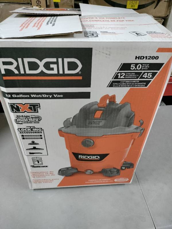 Ridgid Part # HD1200 - Ridgid 12 Gal. 5.0-Peak Hp Nxt Wet/Dry Shop