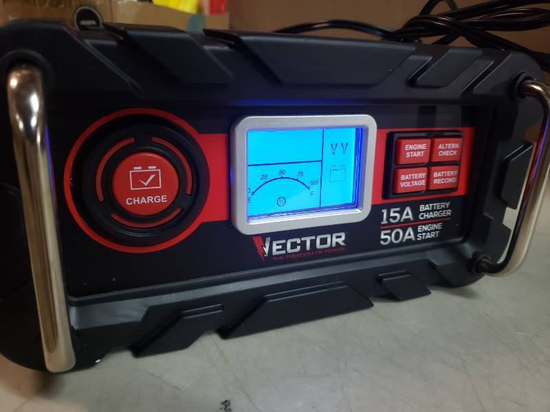 Vector 15A Automatic 12V Battery Charger 50A Engine Start & Alternator Check