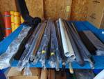lot of metal poles and pieces, mostly steel, perfect for fabrication projects, over 40 pieces!