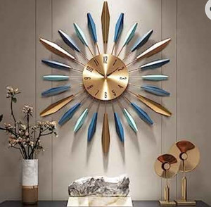 lot 15513 image: YISITEONE Large Wall Clock Metal Decorative, Mid Century Silent Non-Ticking Big Clocks, Modern Home Decorations for Living Room,Bedroom,Dining Room, Office, 22 inch