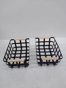 lot 15525 image: Metal Storage Baskets, Set of 2