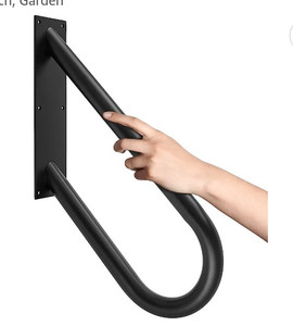 lot 15532 image: Handrails for Outdoor Steps, 20 Wall Mount Handrail 1-3 Steps U-Shape Stainless Steel