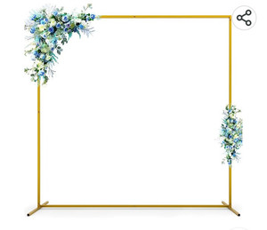 lot 15535 image: Wedding Arch Backdrop Stand, 6.6 x 6.6 FT Gold Wedding Arches for Ceremony Square Metal Balloon Arch