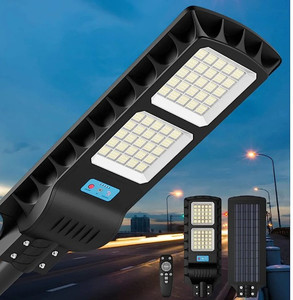 lot 15561 image: AllEASY Solar Street Light Outdoor Waterproof, 600LEDs 30000lm, IP67 Solar Flood Lights Dusk to Dawn Lighting with Remote Control, Security Motion Sensor Lamp for Garage or Yard
