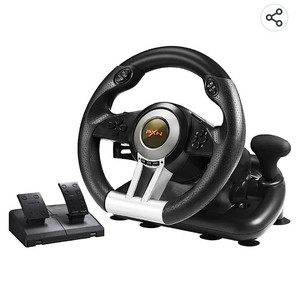 lot 15574 image: PXN PC Racing Wheel, V3II 180 Degree Universal USB Car Sim Race Steering Wheel with Pedals for PS4, Xbox One, Xbox Series XS, Switch (Black)