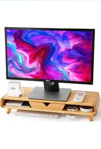 lot 15593 image: Homerays Bamboo Monitor Stand Riser (24 x 8 x 34)