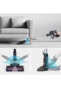 lot 15610 image: INSE Cordless Vacuum Cleaner, 6-in-1 Rechargeable Stick Vacuum with 2200 m-A-h Battery, Blue