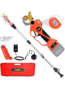 lot 15621 image: T Tovia Cordless Pruning Shears, Electric Pruner with 7.5-Foot-High Reach Extension Pole, 21V, Retail $219.99