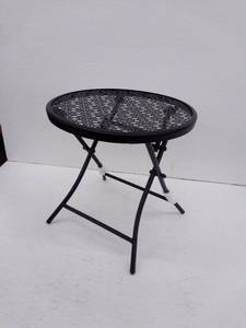 lot 15628 image: Teokj Folding Outdoor Side Table, Black, 18W x 18H