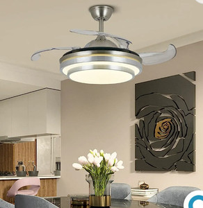 lot 15689 image: 42 LED Retractable Ceiling Fan with Light, 110V Lamp Lighting Remote Control, 3-Speed High-Quiet Motor