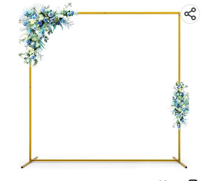 lot 15691 image: Wedding Arch Backdrop Stand, 6.6x6.6 FT Gold Wedding Arches for Ceremony Square Metal Balloon Arch Stand Garden Arbor Frame