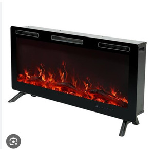 lot 15709 image: C-Hopetree 42 Inch Wide Electric Fireplace, Wall Mounted or Freestanding Portable Room Heater with Remote and Thermostat