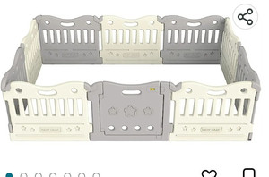 lot 15725 image: Baby Care Play Mat Funzone Play Pen - Extra Large Baby Play Yard - Play Pen for Baby - Safe with Double Locking (Grey, Full Set)