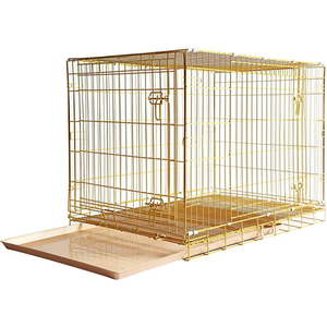 lot 15726 image: Homey Pet Double-Door Dog Crate Tray Removable Floor Grid 42 Gold Large