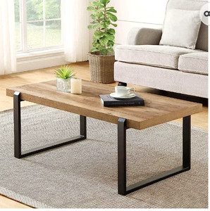 lot 15727 image: FOLUBAN Rustic Coffee Table, Wood and Metal Industrial Cocktail Table for Living Room, 47 Inch Oak