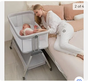 lot 15747 image: Angelbliss Baby Bassinet Bedside Sleeper, Grey