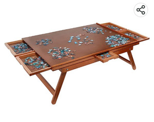 lot 15751 image: Jumbl 1500-Piece Puzzle Board Rack with Legs, 27 x 35