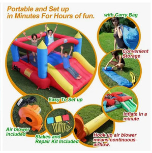 lot 15752 image: Action Air Bounce House Castle with Slide, Air Blower Included
