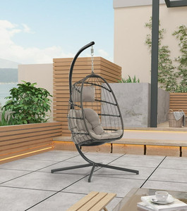 lot 15753 image: Brafah Wicker Hammock Chair, Grey, Model QH-20200601, (Stand Not Included)