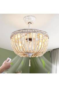 lot 15763 image: luansky Boho Caged Ceiling Fan with Lights, 3 Speeds, (Missing Remote, Coupling Cover and Canopy Parts)