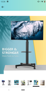 lot 15764 image: Mobile TV Cart for 32 to 75 TVs, (Differs From Stock Photo, Brand Unknown)