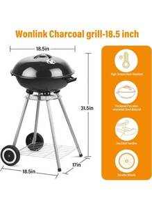 lot 15770 image: Portable Charcoal Grill, 18.5 Inch, (Unknown Brand)