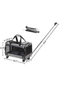 lot 15779 image: Portable Rolling Pet Carrier With Wheels And Handle, Grey