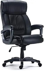 lot 46250 image: Amazon Basics Big & Tall Adjustable Executive Office Chair - 500-Pound Capacity, Cream Faux Leather - Retail - $259.60