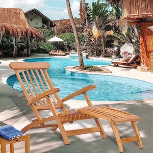 lot 46286 image: A-Eco Living Folding Steamer Chair awith Footrest