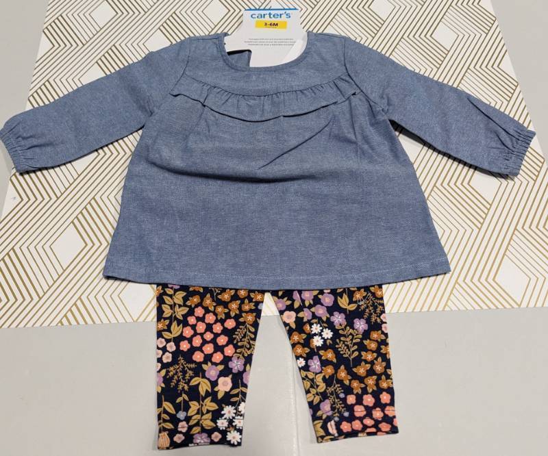 lot 11459 image: BABY- GIRLs 3-6M Top & Pants. Carters. BlueMulti