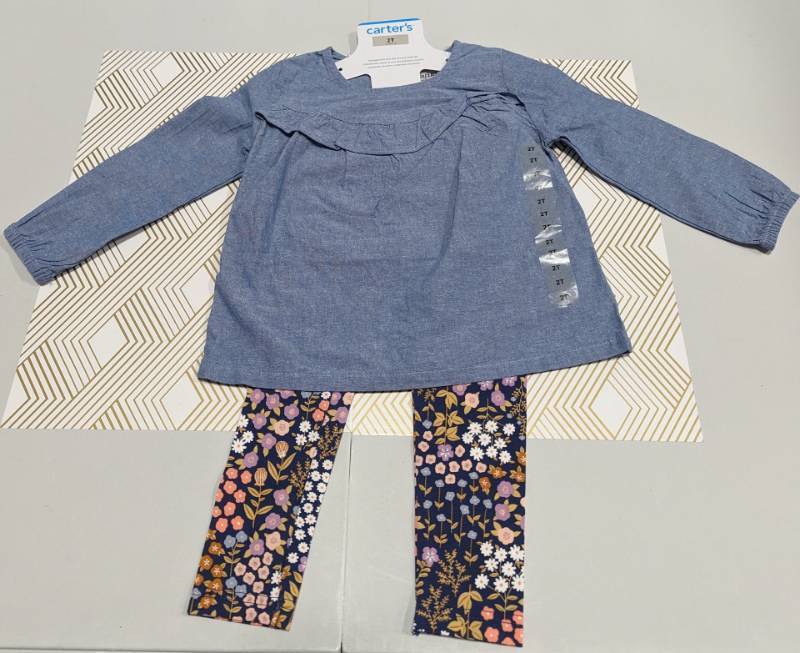 lot 11462 image: BABY- GIRLs 2T Top & Pants. Carters. BlueMulti