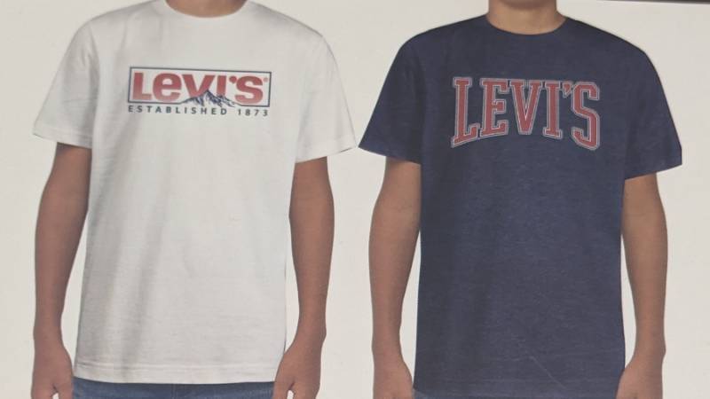 lot 31003 image: YOUTH- 1416 T-Shirt. 2 Pack Levis. Blue HeatherWhiteRed