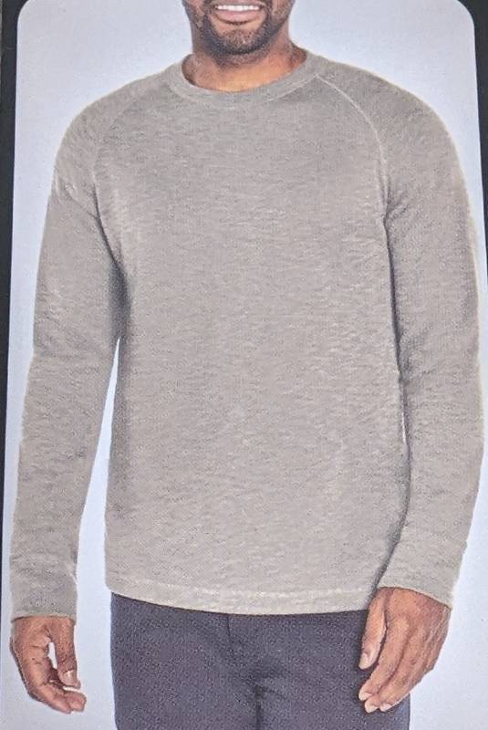 lot 42317 image: Shirt - L Mens Long Sleeve Double Knit Crew. Lgt Brown
