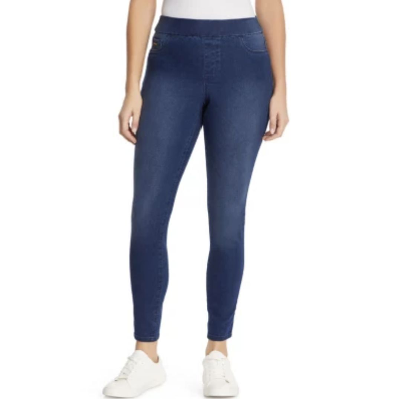 lot 51611 image: JEANS- WOMENS Size 10 NINE WEST HEIDI PULL ON SKINNY. NEDDA(Med-Dark Wash). msrp $59