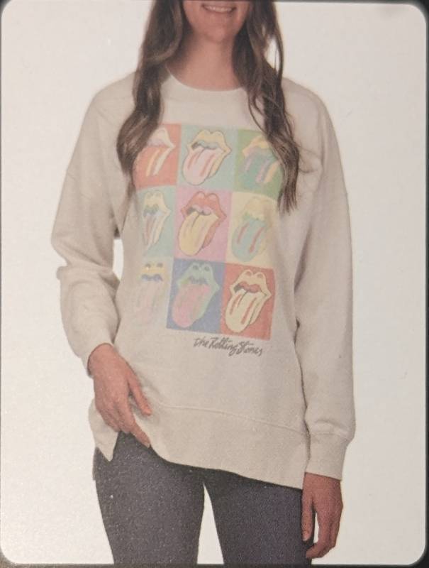 lot 52007 image: SWEATSHIRT- WOMENS L. ROLLING STONES FLEECE. NATURAL