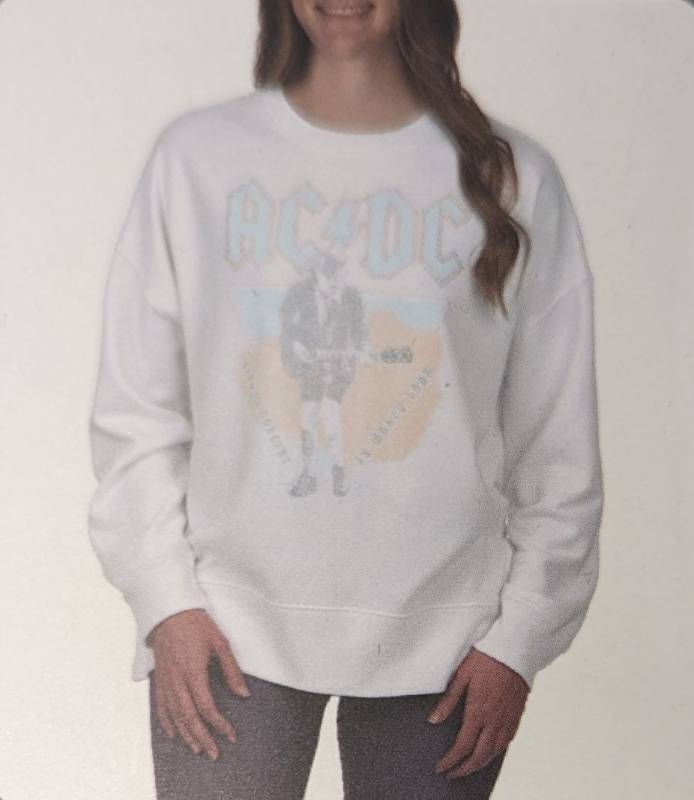 lot 52009 image: SWEATSHIRT- WOMENS XL. ACDC BAND CREW FLEECE. WHITE