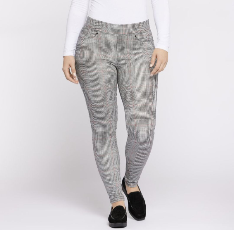 lot 52447 image: LEGGINGS - SEVEN7 LADIES S. Blk & Red Glen Plaid.$59 msrp