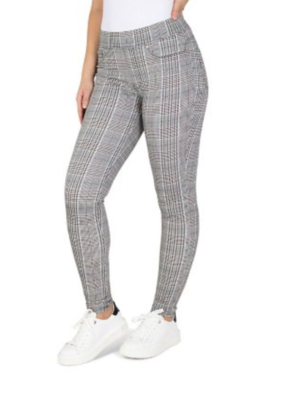 lot 52450 image: LADIES- XL Leggings - Seven7. Glen Brown Plaid (Brwn & Red). $59 msrp