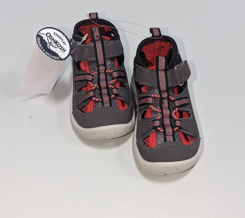 lot 9011 image: BABY- TODDLER Size 6 Sandles. Osh Kosh BGosh. Zinger Red & Black