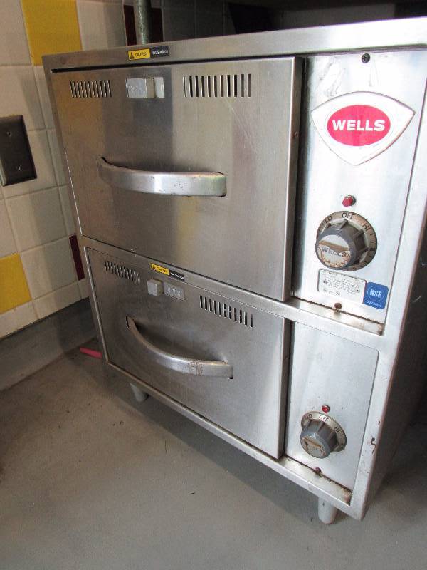 lot 1566 image: Wells Narrow  2 Drawer Under Counter ChipBun Warmer