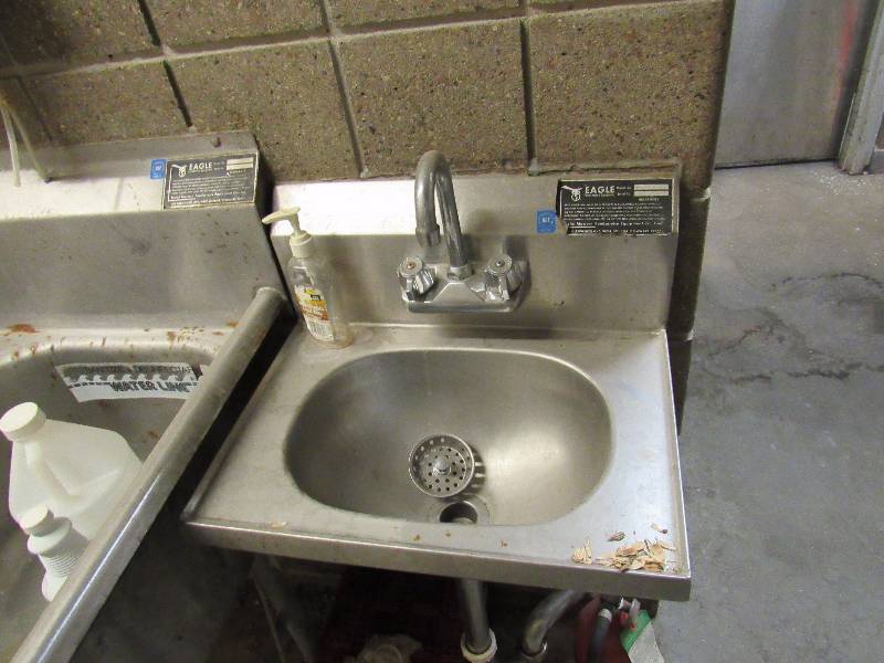 lot 1715 image: Fully Stainless Steel Wall Mounted Hand Washing Sink