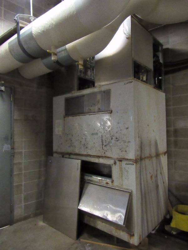 lot 1724 image: Large Compacity Two Head Ice Maker System With Bin