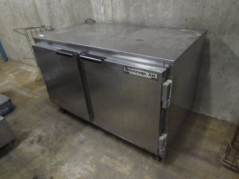 lot 1729 image: 48 Beverage-Air Two Door Stainless Under Counter Refrigerator