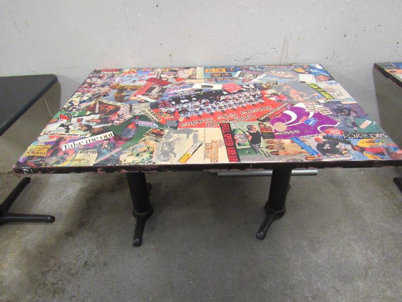 lot 1800 image: 36 X 53 Table With Kansas City Entertainment Collage On Top