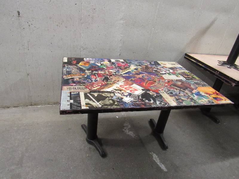 lot 1802 image: 36 X 53 Table With Kansas City Entertainment Collage On Top