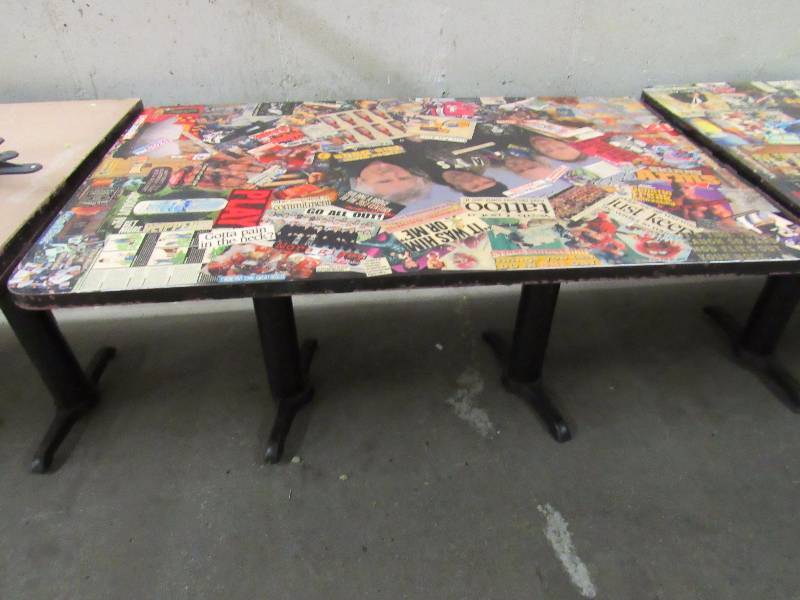 lot 1804 image: 36 X 53 Table With Kansas City Entertainment Collage On Top